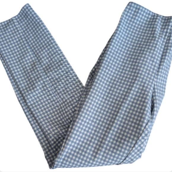 rag & bone Simone Gingham Pant High Rise Cropped Italian Stretch Blue Size 6 - Picture 5 of 11